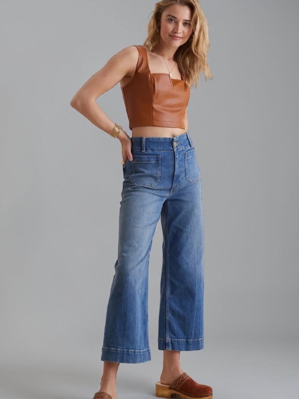 Anthropologie Pilcro Skipper Wide Leg Jeans Denim High Rise Size 29.